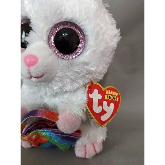 New TY Beanie boo Rabbit Sunday sparkle eyes rainbow basket  Easter  9" … - Picture 10 of 12